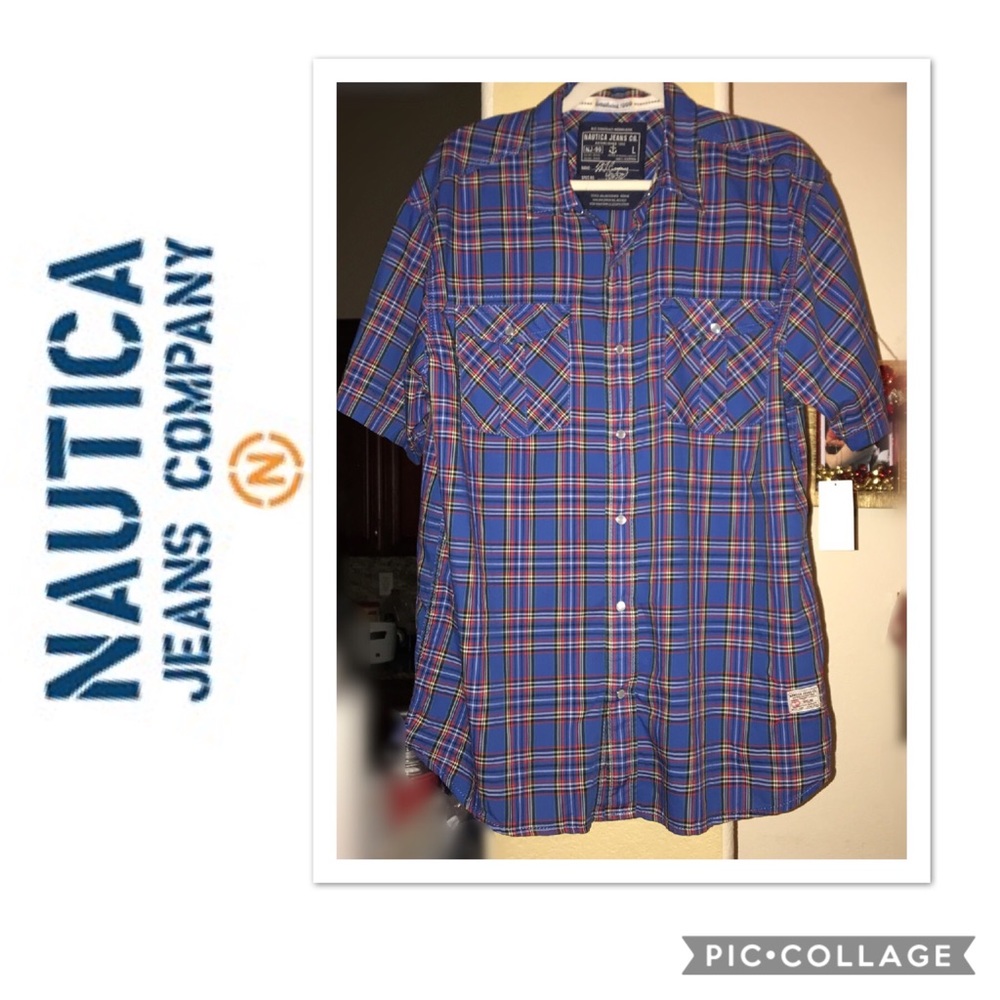 NAUTICAL JEANS CO. Button Up collared Shirt Sz Lrg